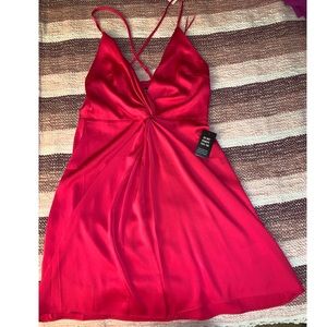 Hot Pink Satin Dress - Express